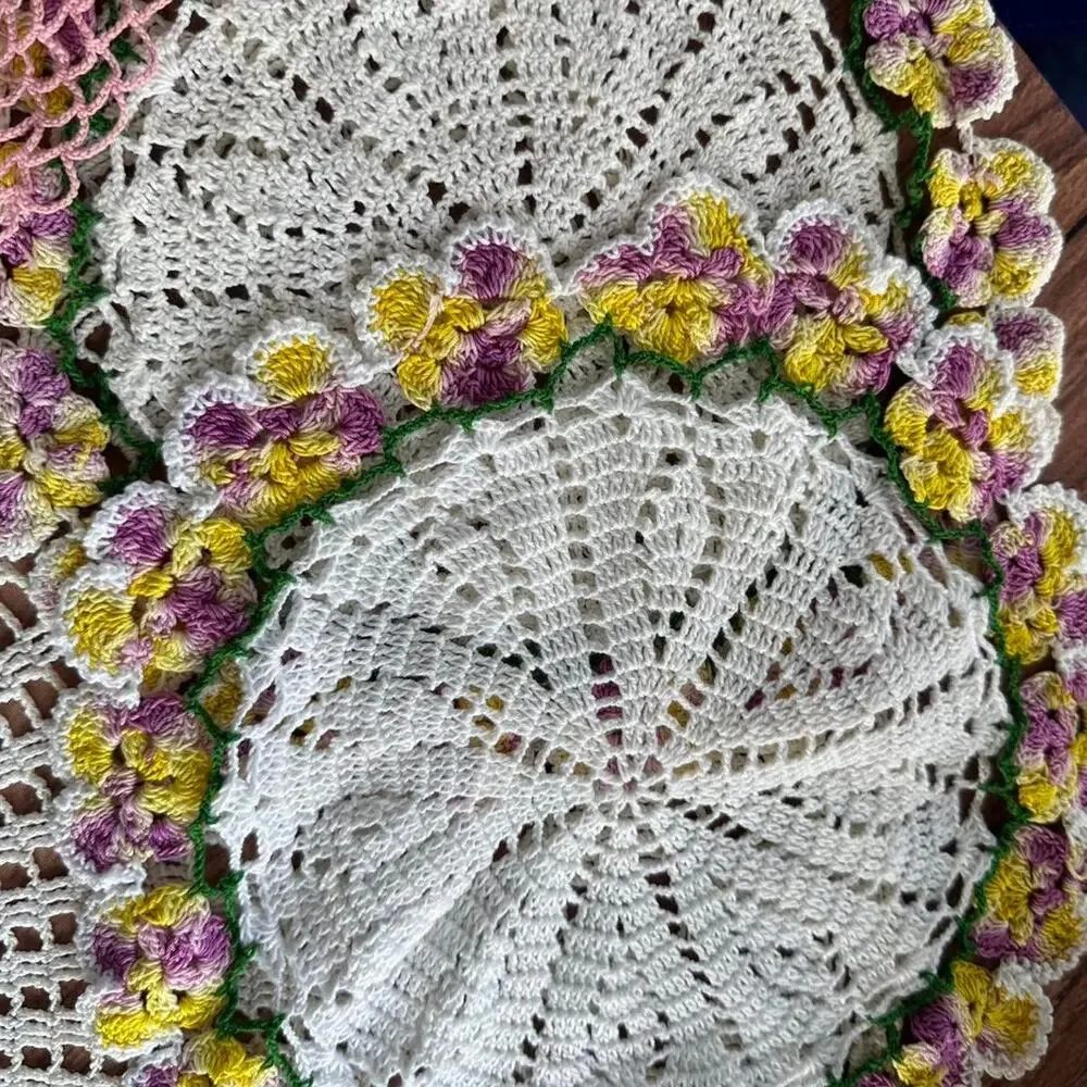 Vintage handmade crochet doily set